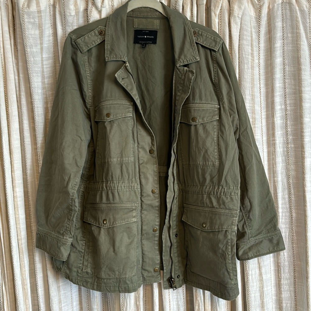 Lucky Brand Army Green Jacket W/ Tie Waist
